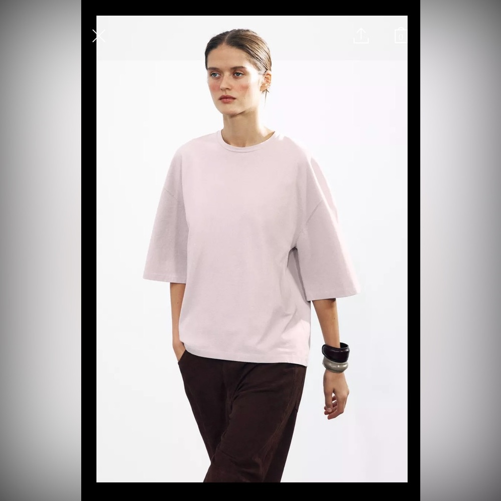 Zara Lilac Pink T-shirt | Short Sleeves | Large | Cotton | NWT | Simple, Chic